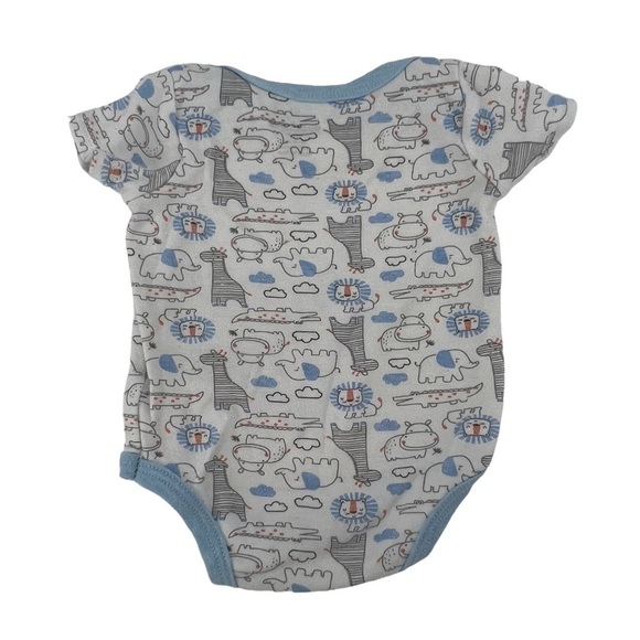 duck duck goose Blue Gray Short Sleeve Animal Print Onesie Size 3-6 Months - Picture 3 of 5